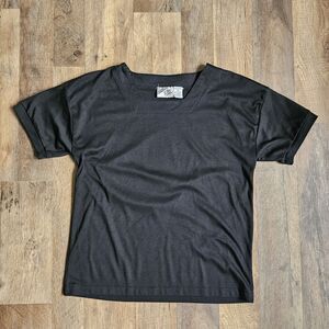 Jason Maxwell Vintage Black Square Neck T-Shirt – Size S – Made in Macau Classic